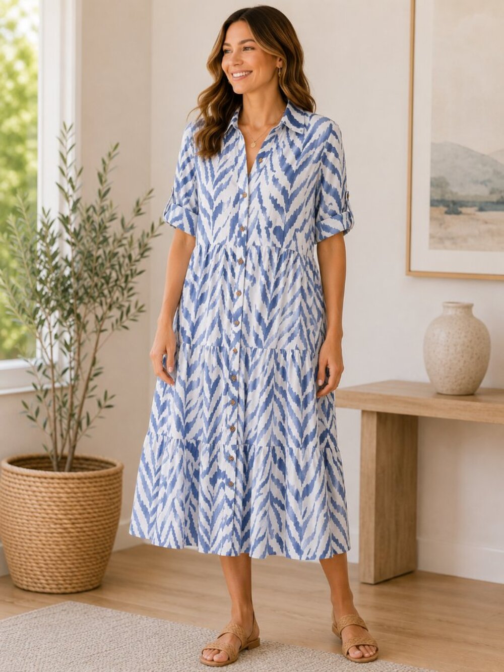mllé gabrielle Blue and White Printed Top